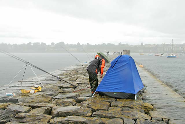 Fishing for mackerel from Granton Eastern Breakwater during a summer storm  -  July 9, 2006