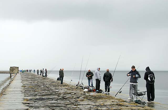 Fishing for mackerel from Granton Eastern Breakwater during a summer storm  -  July 9, 2006