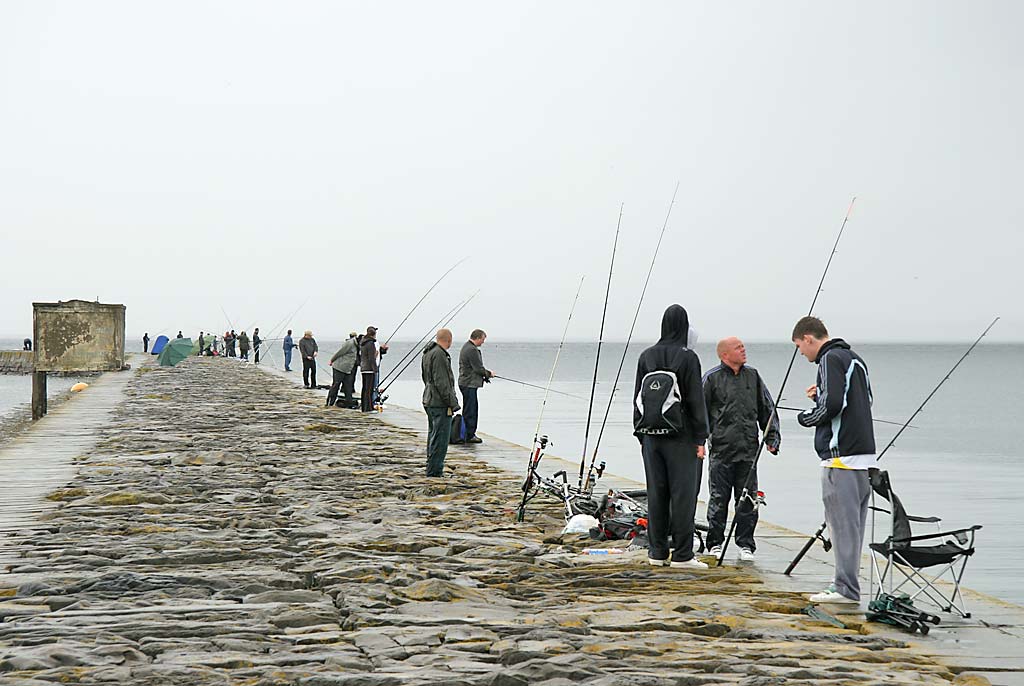 Fishing for mackerel from Granton Eastern Breakwater during a summer storm  -  July 9, 2006