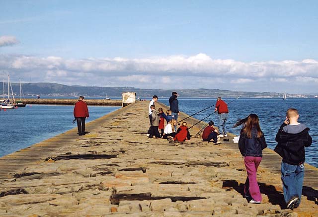 Granton's Eastern Breakwater  -  A busy scene on a fine Autumn day  -  6 Octppber 2002