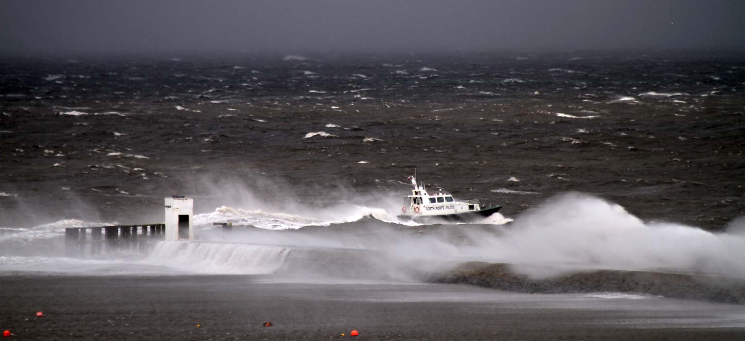 Forth Ports Pilots' boat leaving Granton Harbour