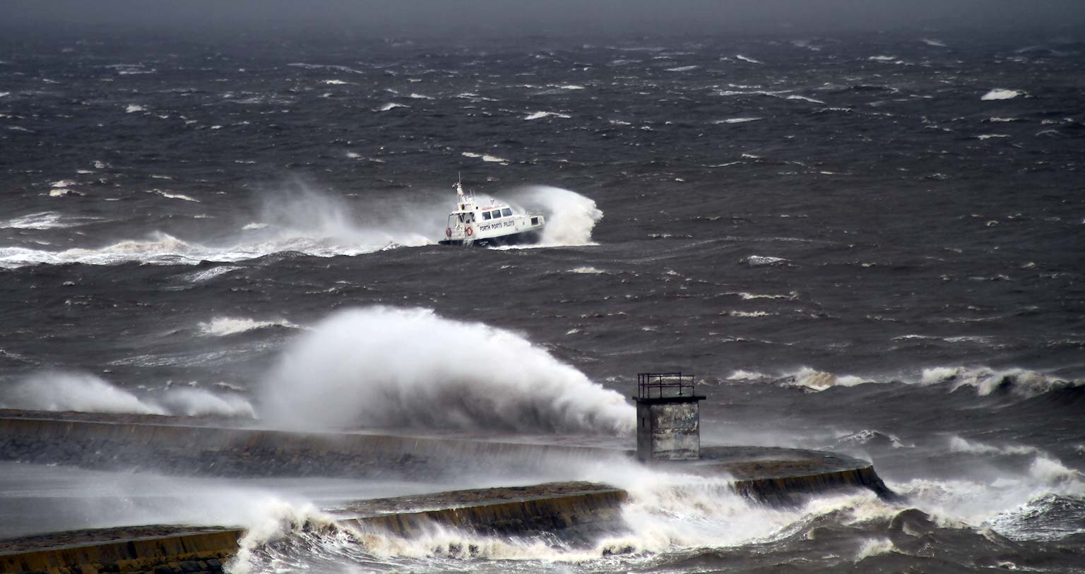 Forth Ports Pilots' boat and Granton Eastern Breakwater