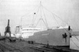 A tanlker discharging oil at Granton Harbour in the 1930s