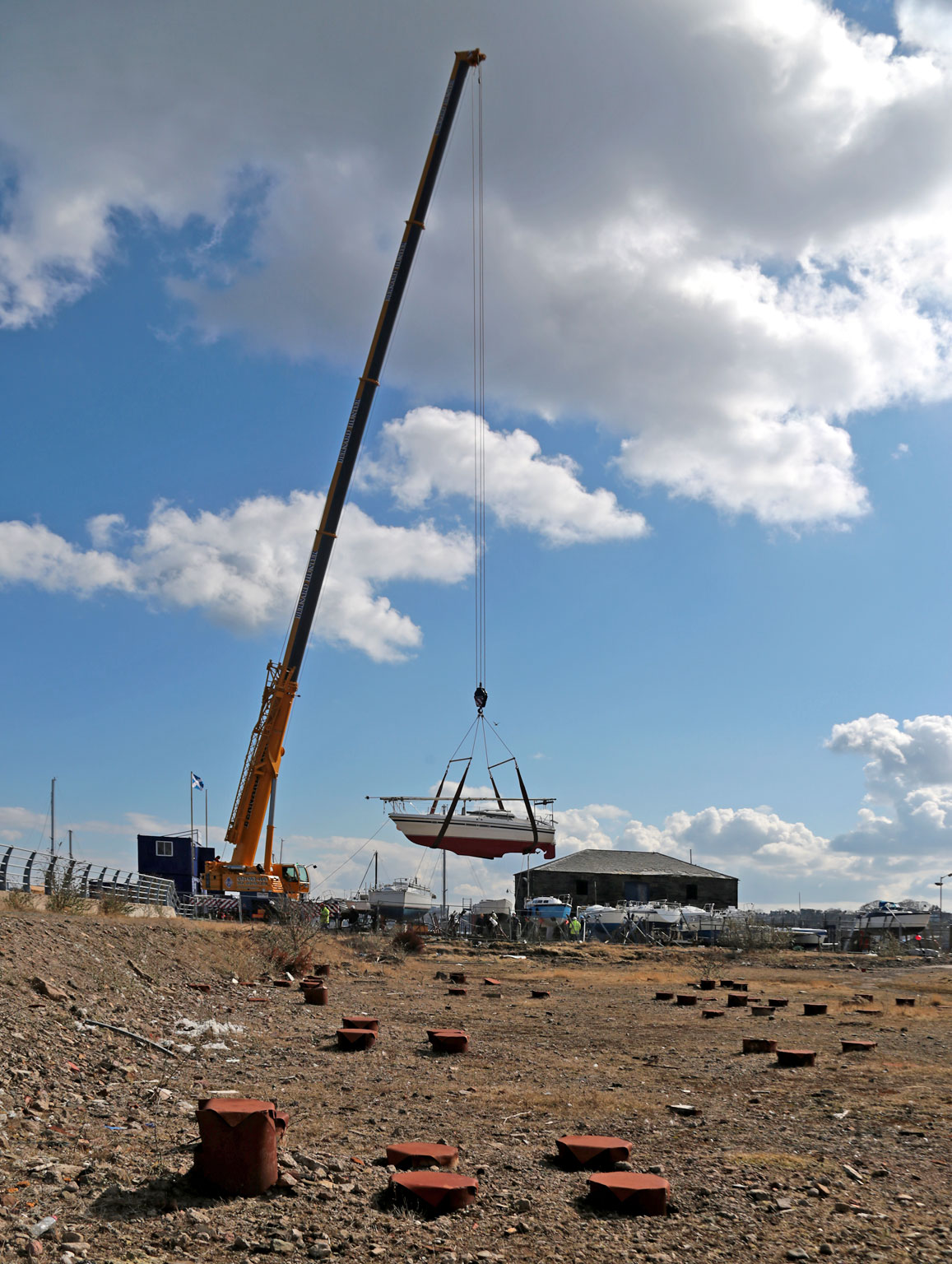 Photo taken at Granton Harbour on the day of the Forth Corinthian Yacht Club 'lift-in' - 6 April 2013