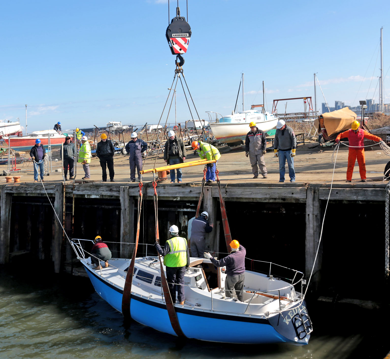 Photo taken at Granton Harbour on the day of the Forth Corinthian Yacht Club 'lift-in' - 6 April 2013