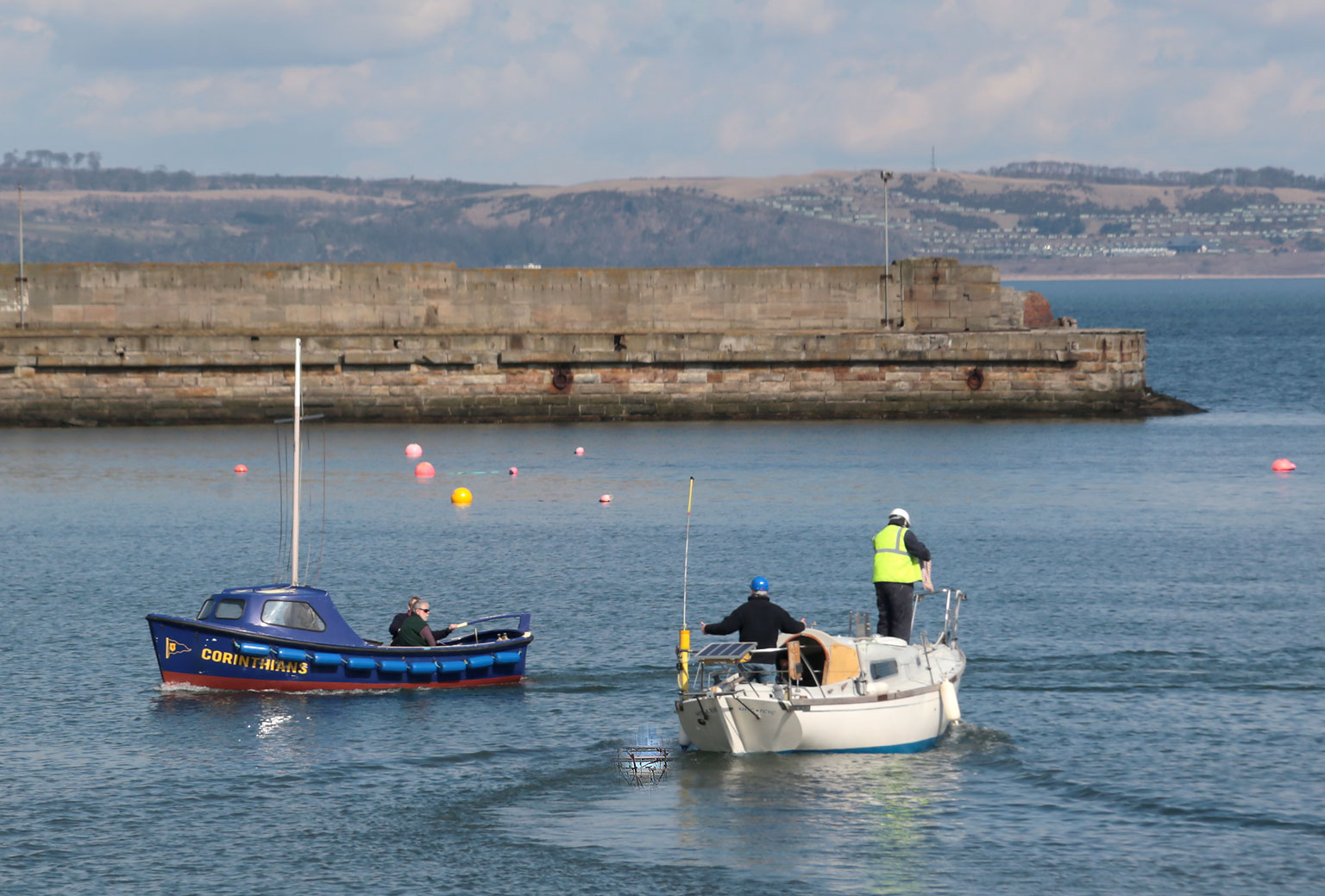 Photo taken at Granton Harbour on the day of the Forth Corinthian Yacht Club 'lift-in' - 6 April 2013