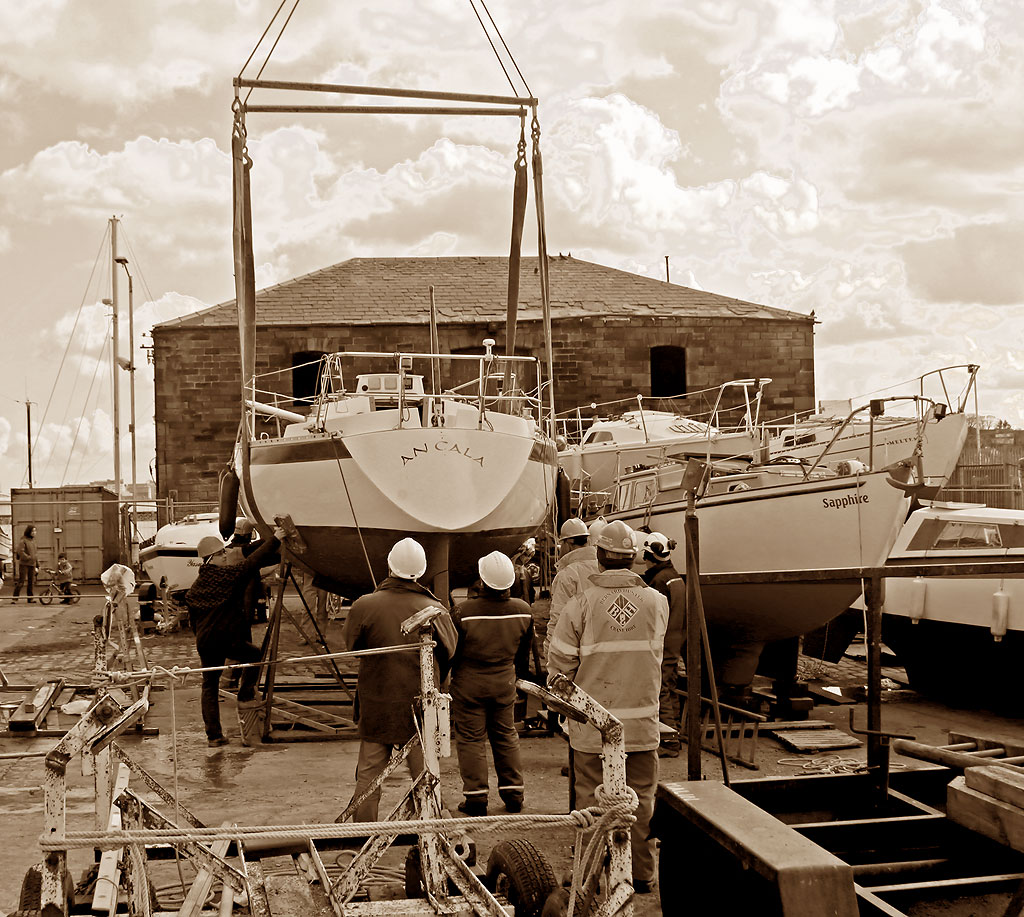 Photo taken at Granton Harbour on the day of the Forth Corinthian Yacht Club 'lift-in' - 6 April 2013