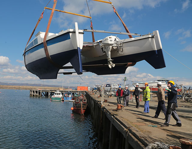 Photo taken at Granton Harbour on the day of the Forth Corinthian Yacht Club 'lift-in' - 6 April 2013