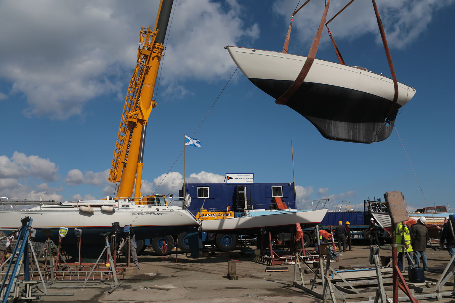 Photo taken at Granton Harbour on the day of the Forth Corinthian Yacht Club 'lift-in' - 6 April 2013