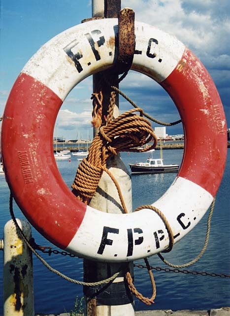 Granton Harbour  -  Life Belt and Boat  -  6 July 2004