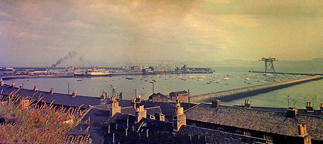 Looking down on Granton Harbour from Granton Road, 1960-62  -  panorama