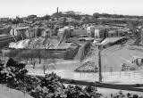 Looking north from the Radical Road in Holyrood Park towards Dynamic Earth and The Scottish Parliament