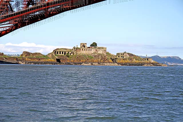 Forth Rail Bridge and the island of Inchgarvie - view from the Firth of Forth