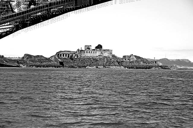 Forth Rail Bridge and the island of Inchgarvie - view from the Firth of Forth