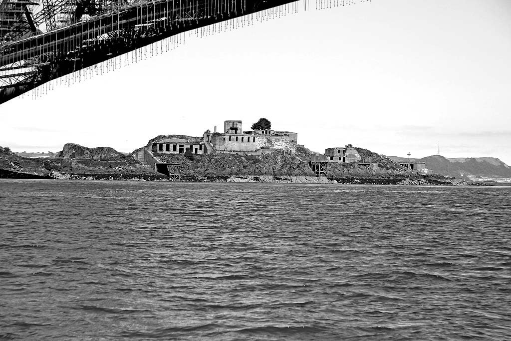 Forth Rail Bridge and the island of Inchgarvie - view from the Firth of Forth