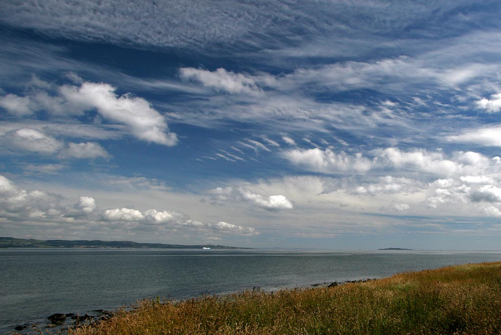 Inchkeith and ferry and summer sky