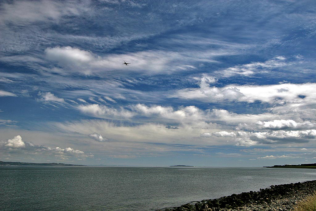 Inchkeith, a plane and a summer sky