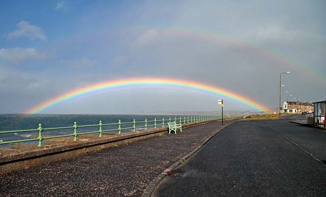 Rainbow at Joppa Pans - Bench and Bus Stop at Eastfield Terminus