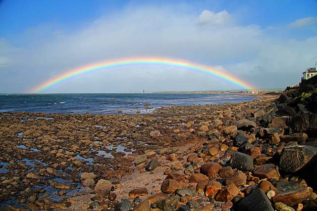 Rainbow at Joppa Pans - Looking towards Cockenzie from the beach at Joppa Pans