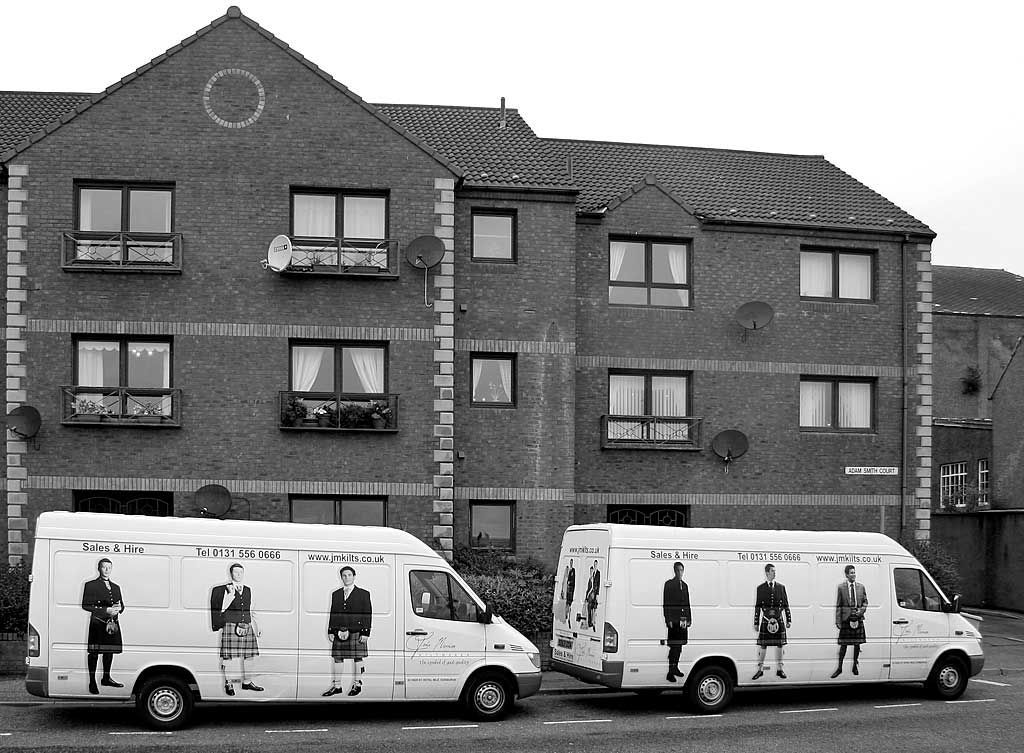 Two vans parked beside the promenade in Kirkcaldy