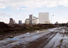 Caledonia Mill and Chancelot Mill  -  seen from the west in Leith Western Harbour  -   Photographed November 2004