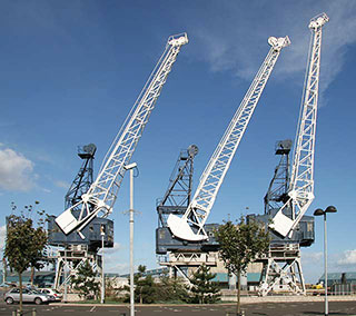 Three Cranes near the Casino at Leith Docks