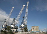 Leith Docks  -  Cranes at Albert Docks close to Cascades restaurant and casino, near the Constitution Street entrance to the docks.