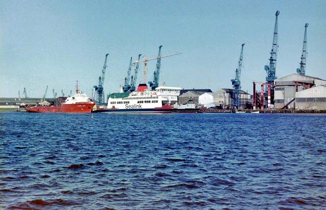 The Ferry 'St Helen' , the last ferry to be built by Henry Robb, berthed in front of Henry Robb's Shipyard at Leith Docks