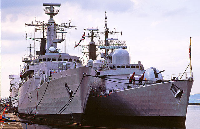 Leith Docks  -  HMS Battleaxe + what other ship?