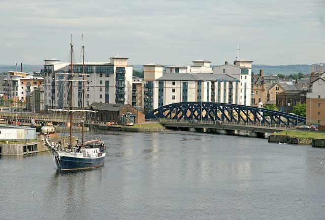 Tall Ship 'Jean de la Lune' passing through Prince of Wales Dock, Leith  -  June 2006