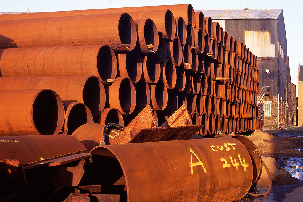 Leith Docks - Pipes waiting to be coated