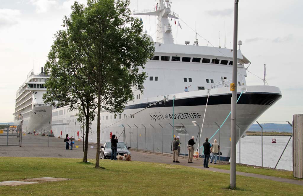 Leith Western Harbour  -  'The World' + 'Spirit of Adventure'