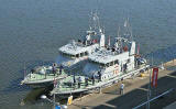 Royal Navy Archer Class Patrol & Training V essels moored beside Britannia at Leith Western Harbour