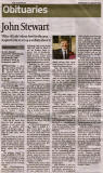 Obituary to John Stewart, published in The Scotsman, January 23, 2013