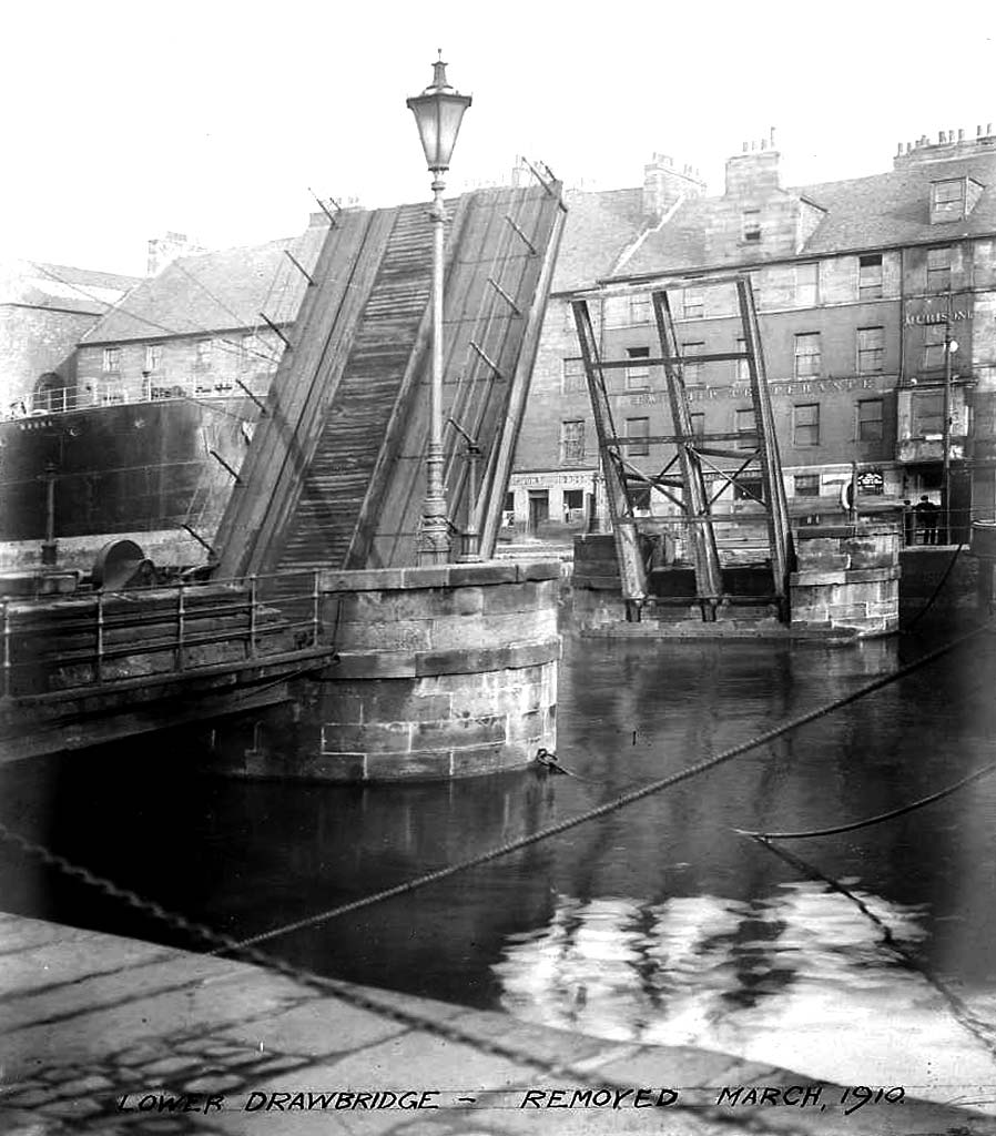 Lower Drawbridge over the Water of Leith at The Shore, Leith  -  Removed 1910