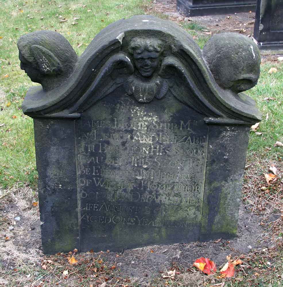 Gravestone in North Leith Graveyard  -  James Home, died 1758