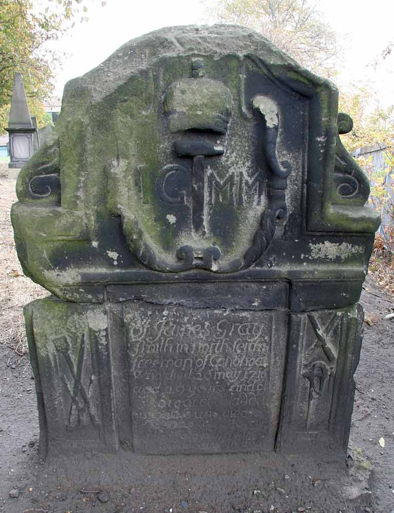 Gravestone in North Leith Graveyard  -  James Gray, died 1716
