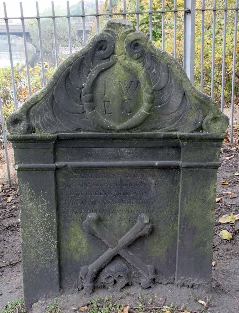 Gravestone in North Leith Graveyard  -  John Wilson, died 1713  -  Metster