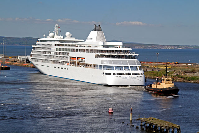 Cruise Ship 'Silver Whisper' departing Leith Harbour on the afternoon on 25 May 2013