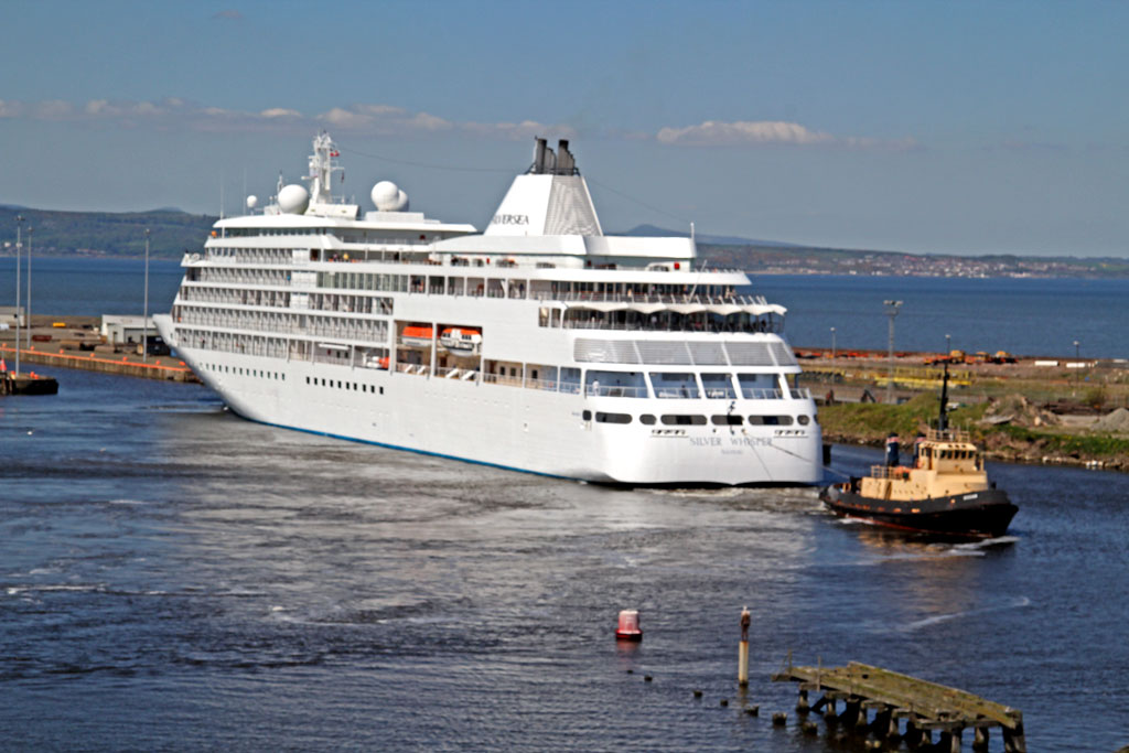 Cruise Ship 'Silver Whisper' departing Leith Harbour on the afternoon on 25 May 2013
