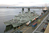 Danish Navy Niels Juel class corvettes, 'Olfert Fischer' and one other, moored beside Ocean Terminal at Leith Western Harbour