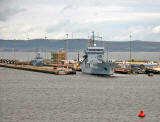 The German Naval Auxiliary Ship,' Rhein', entering Leith Docks from the Firth of Forth