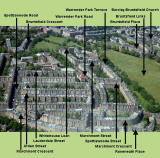 Marchmont, view from helicpoter  -  with key