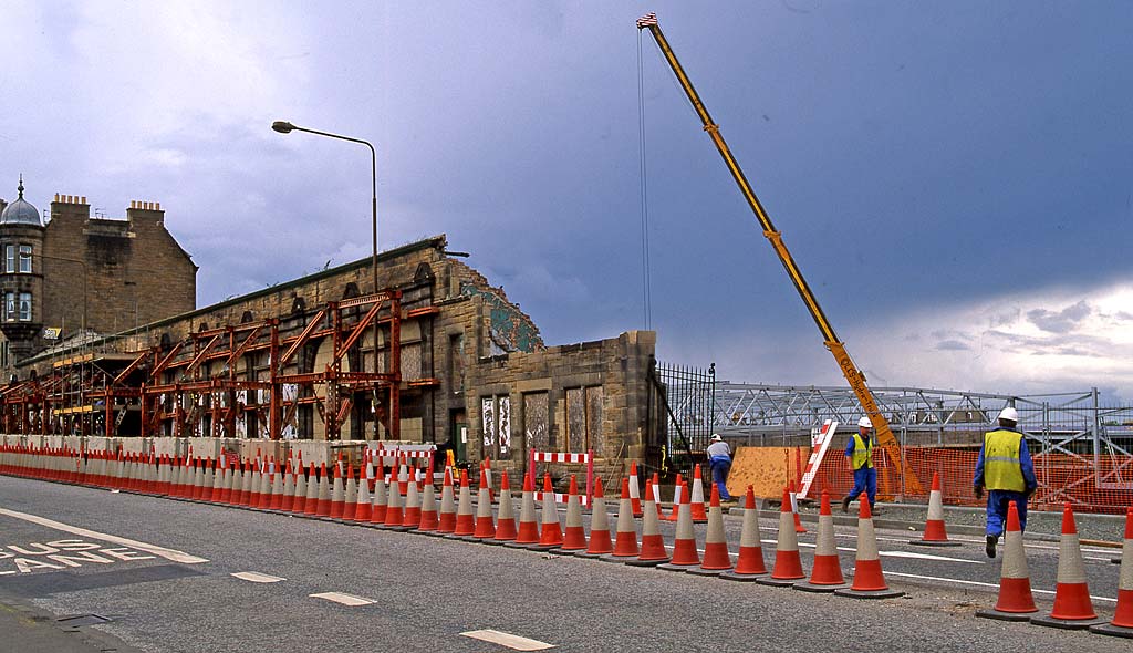 London Road Foundry wall being demolished to make way for Meadowbank Retail Park  -  1996