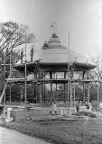 Bandstand at The Meadows being dismantled by Edinburgh Parks Dept, 1950