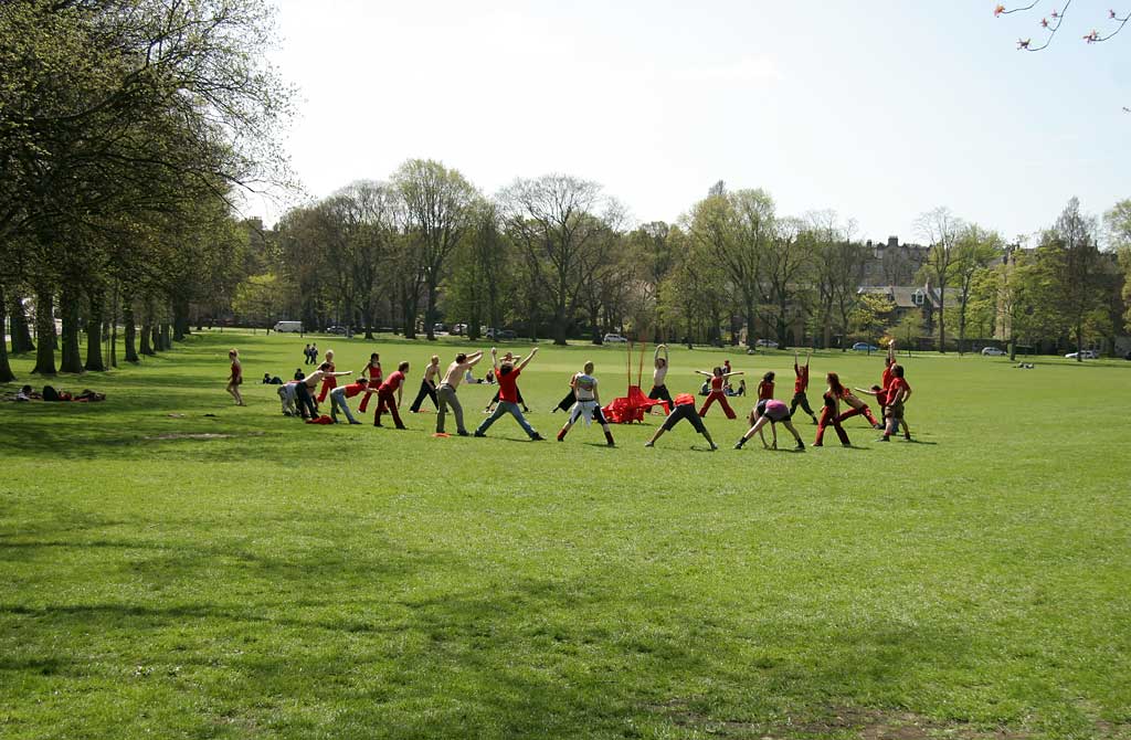 At the Meadows  -  Preparing for the Beltane Festival on Calton Hill the following evening