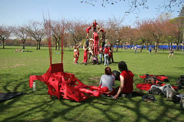 At the Meadows  -  Preparing for the Beltane Festival on Calton Hill the following evening