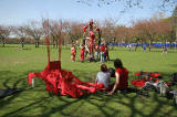 At the Meadows  -  Preparing for the Beltane Festival on Calton Hill the following evening