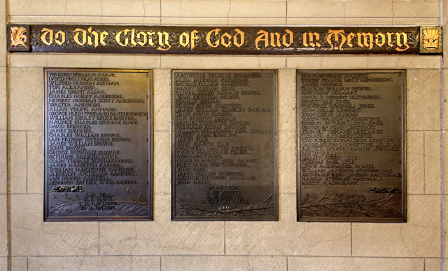 Merchiston Castle School  -  War Memorial, Part 1  -  On the wall to the left of the entrance to the Hall