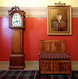 Merchiston Castle School  -  Grandfather Clock and Portrait of a Headmaster, Thomas Harvey MA LLD, Headmaster from 1856 to 1863